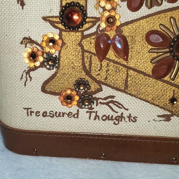 Vtg Collins of Texas Treasured Thoughts Classic Jeweled Tote Bag - Picture 5 of 16